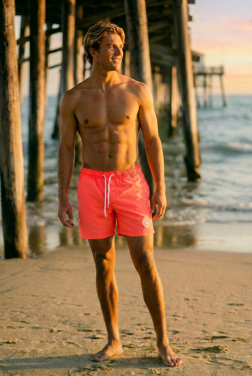 Krunkies Beach Shorts - Coral Pink